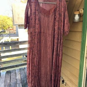 Stunning Brown and Black Double-Layered Long Dress